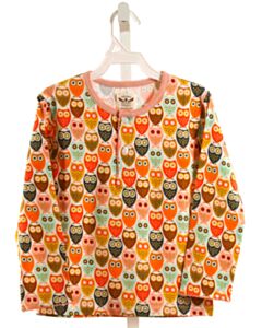 THE OAKS APPAREL   PINK   PRINTED DESIGN KNIT LS SHIRT WITH PICOT STITCHING