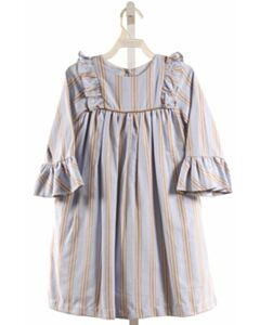 THE OAKS APPAREL   BLUE  STRIPED  DRESS WITH RUFFLE