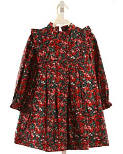THE OAKS APPAREL   RED  FLORAL  DRESS WITH RUFFLE
