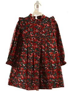 THE OAKS APPAREL   RED  FLORAL  DRESS WITH RUFFLE