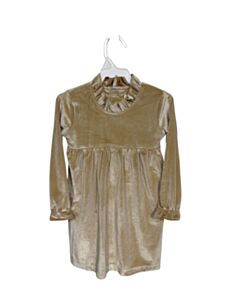 THE OAKS APPAREL BROWN VELVET PARTY DRESS WITH RUFFLE