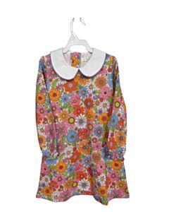 THE OAKS APPAREL   PINK  FLORAL  KNIT DRESS WITH PICOT STITCHING