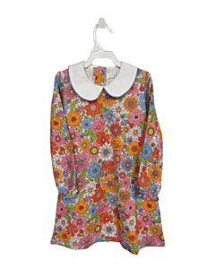 THE OAKS APPAREL   PINK  FLORAL  KNIT DRESS WITH PICOT STITCHING