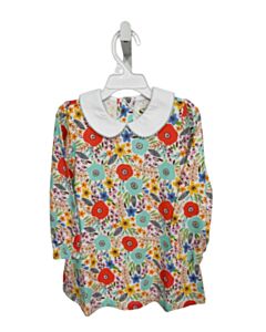THE OAKS APPAREL   MULTI-COLOR  FLORAL  KNIT DRESS WITH PICOT STITCHING
