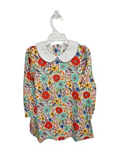 THE OAKS APPAREL   MULTI-COLOR  FLORAL  KNIT DRESS WITH PICOT STITCHING
