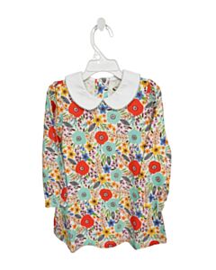 THE OAKS APPAREL   MULTI-COLOR  FLORAL  KNIT DRESS WITH PICOT STITCHING
