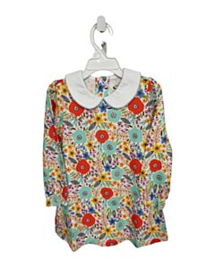 THE OAKS APPAREL   MULTI-COLOR  FLORAL  KNIT DRESS WITH PICOT STITCHING