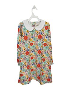 THE OAKS APPAREL   MULTI-COLOR  FLORAL  KNIT DRESS WITH PICOT STITCHING