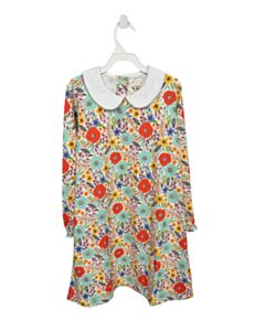 THE OAKS APPAREL   MULTI-COLOR  FLORAL  KNIT DRESS WITH PICOT STITCHING