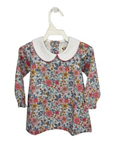 THE OAKS APPAREL   BLUE  FLORAL  KNIT DRESS WITH PICOT STITCHING