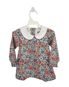 THE OAKS APPAREL   BLUE  FLORAL  KNIT DRESS WITH PICOT STITCHING