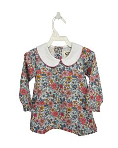 THE OAKS APPAREL   BLUE  FLORAL  KNIT DRESS WITH PICOT STITCHING