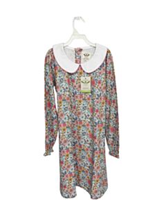 THE OAKS APPAREL   BLUE  FLORAL  KNIT DRESS WITH PICOT STITCHING