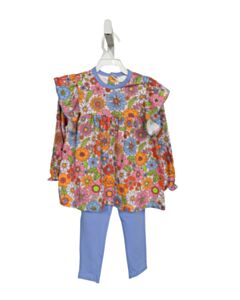 THE OAKS APPAREL   MULTI-COLOR  FLORAL  2-PIECE OUTFIT WITH PICOT STITCHING