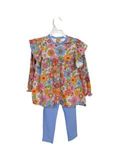 THE OAKS APPAREL   MULTI-COLOR  FLORAL  2-PIECE OUTFIT WITH PICOT STITCHING