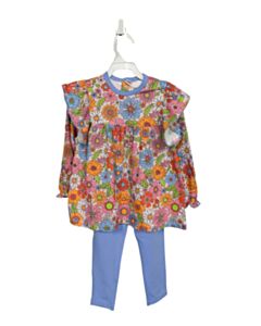 THE OAKS APPAREL   MULTI-COLOR  FLORAL  2-PIECE OUTFIT WITH PICOT STITCHING