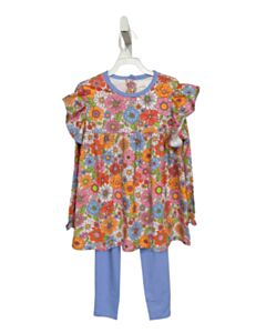 THE OAKS APPAREL   MULTI-COLOR  FLORAL  2-PIECE OUTFIT WITH PICOT STITCHING
