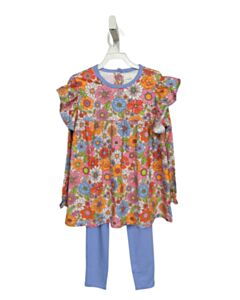 THE OAKS APPAREL   MULTI-COLOR  FLORAL  2-PIECE OUTFIT WITH PICOT STITCHING