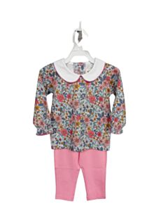THE OAKS APPAREL   PINK  FLORAL  2-PIECE OUTFIT WITH PICOT STITCHING