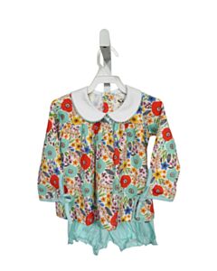 THE OAKS APPAREL   BLUE  FLORAL  2-PIECE OUTFIT WITH PICOT STITCHING