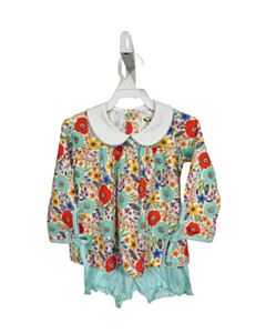 THE OAKS APPAREL   BLUE  FLORAL  2-PIECE OUTFIT WITH PICOT STITCHING