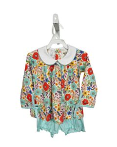 THE OAKS APPAREL   BLUE  FLORAL  2-PIECE OUTFIT WITH PICOT STITCHING