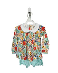 THE OAKS APPAREL   BLUE  FLORAL  2-PIECE OUTFIT WITH PICOT STITCHING