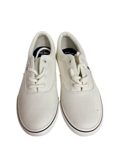 POLO BY RALPH LAUREN WHITE SHOES *THIS ITEM IS GENTLY USED WITH MINOR SIGNS OF WEAR (FAINT STAIN COULD POSSIBLY  BE WASHED OUT) *EUC SIZE CHILD 1