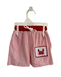 ZUCCINI RED SEERSUCKER SMOCKED SWIM TRUNKS