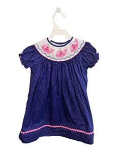 MARMELLATA  BLUE  POLKA DOT SMOCKED DRESS WITH PICOT STITCHING