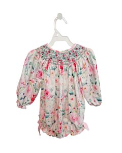 SWEET LAROSE  PINK  FLORAL SMOCKED DRESSY BUBBLE WITH RIC RAC
