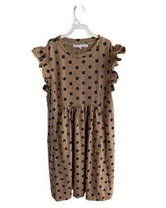ENGLISH FACTORY BROWN POLKA DOT KNIT DRESS WITH RUFFLE