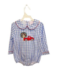 STITCHY FISH  BLUE  GINGHAM  BUBBLE