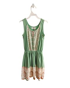 MATILDA JANE  GREEN  FLORAL  KNIT DRESS WITH LACE TRIM