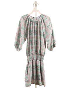PLEAT.  GREEN  SMOCKED DRESS