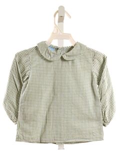 BELLA BLISS  GREEN  WINDOWPANE  SHIRT-LS