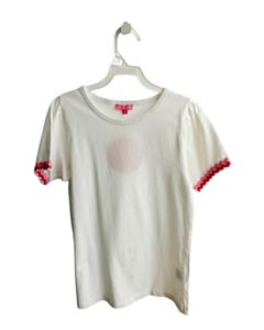 BISBY BY LITTLE ENGLISH  WHITE    KNIT SS SHIRT WITH RIC RAC