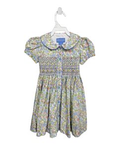 ANAVINI  BLUE  FLORAL SMOCKED DRESS