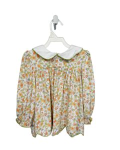 WHIMSY BAY  GREEN  FLORAL  KNIT LS SHIRT WITH PICOT STITCHING