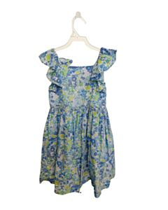JACADI BLUE FLORAL DRESS WITH RUFFLE
