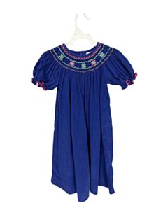LITTLE ENGLISH  BLUE CORDUROY  SMOCKED DRESS WITH RIC RAC