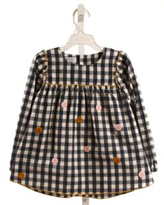 MUD PIE NAVY GINGHAM EMBROIDERED SHIRT-LS