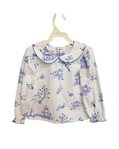 THE BEAUFORT BONNET COMPANY  BLUE   PRINTED DESIGN DRESS SHIRT WITH PICOT STITCHING