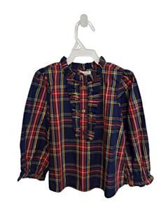 CREWCUTS BLUE PLAID DRESS SHIRT WITH RUFFLE