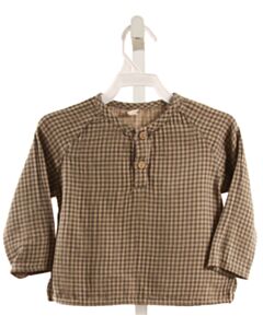 QUINCY MAE  GREEN  GINGHAM  SHIRT-LS