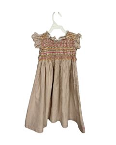 PINK CHICKEN BROWN STRIPED SMOCKED DRESS