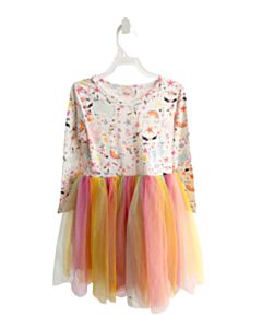 MILA & ROSE  MULTI-COLOR TULLE  PRINTED DESIGN KNIT DRESS