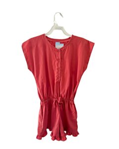 BELLA BLISS PINK LINEN ROMPER WITH RUFFLE