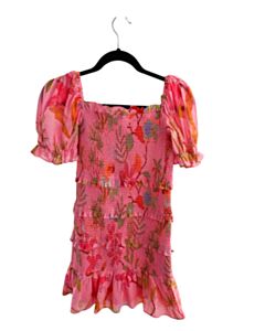 J. MARIE HOT PINK FLORAL SMOCKED DRESS