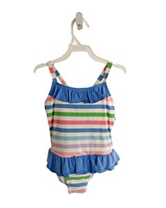 THE BEAUFORT BONNET COMPANY  BLUE  STRIPED  1-PIECE SWIMSUIT WITH RUFFLE